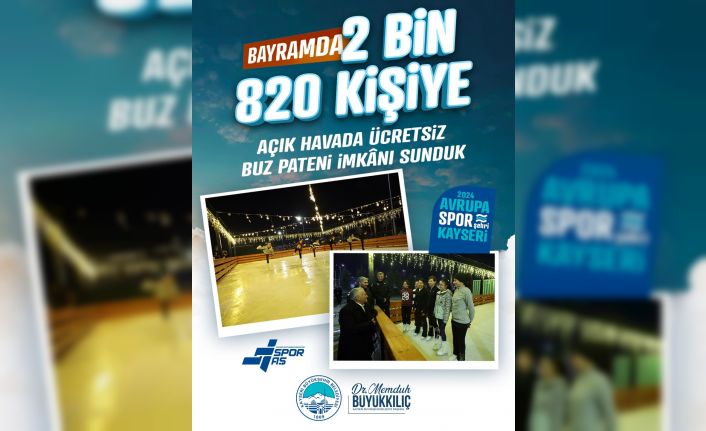 Büyükşehir’in açık hava buz pateni pisti bayramda 2 bin 820 kişiye hizmet verdi