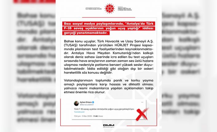 DMM’den "Antalya’da Türk F-16 savaş uçaklarının yoğun uçuş yaptığı" iddiasına yalanlama