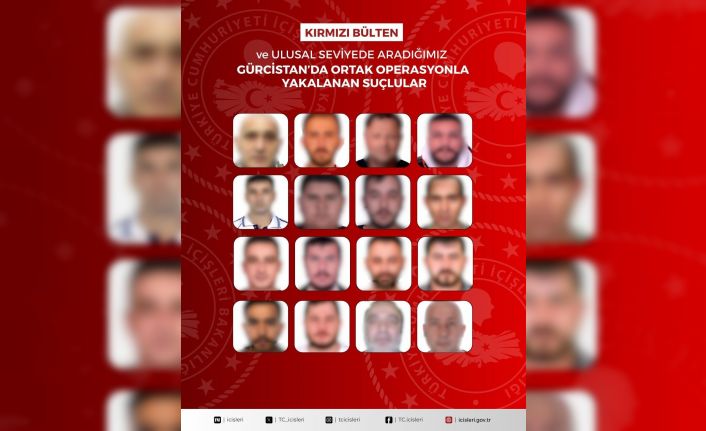 Gürcistan’da düzenlenen ortak operasyonda kırmızı bülten ve ulusal seviyede aranan 16 suçlu yakalandı