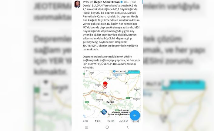 Prof. Dr. Ahmet Ercan’dan Buldan depremi açıklaması: "Bölge M7’lik depreme yatkın"