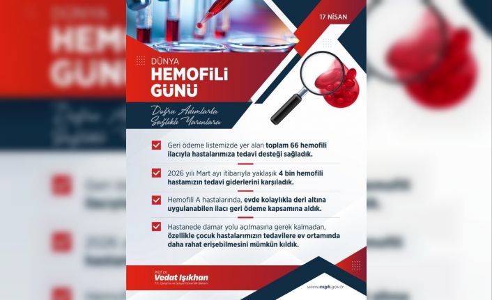 Bakan Işıkhan: "2026 yılı Mart ayı itibarıyla 4 bin hemofili hastamızın tedavi giderlerini karşıladık"