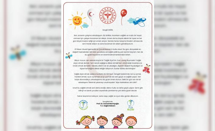 Bakan Memişoğlu, 2 bin 36 sağlık elçisine mektup gönderdi, 23 Nisan Ulusal Egemenlik ve Çocuk Bayramı’nı kutladı