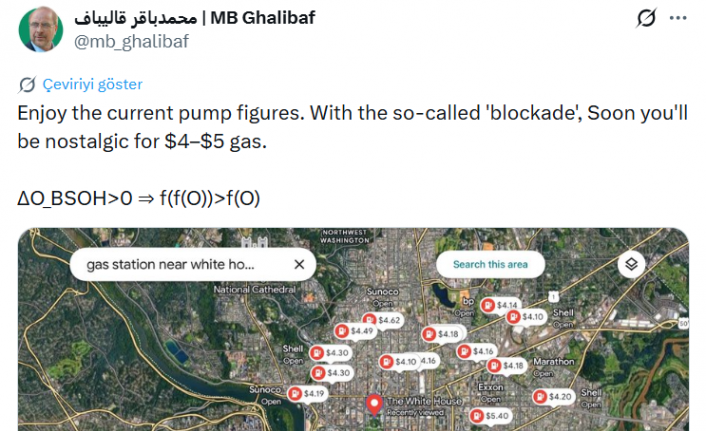 İran Meclis Başkanı Galibaf’dan ABD’ye abluka tepkisi "Şu anki benzin fiyatlarının tadını çıkarın"