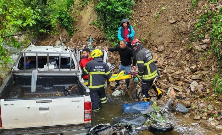 Kamyonet dere yatağına düştü: 2 yaralı