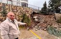 Şiddetli yağış sonrası istinat duvarı çöktü