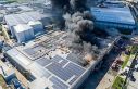 Oyuncak fabrikasındaki yangın dronla görüntülendi