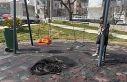 Keşan’da çocuk parkında yakılan ateş oyun gruplarına...
