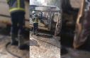 Nevşehir’de park halindeki minibüs alev alev yandı