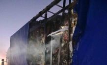 Bolu’da kuruyemiş yüklü dorse yandı