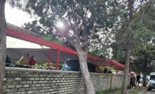 Efekent Pazaryeri’nde rüzgar ağacı devirdi