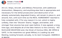 ABD Başkanı Trump’tan İran’a yeniden saldırı uyarısı: "Nükleer silah olmayacak ve Hürmüz Boğazı açık olacak"