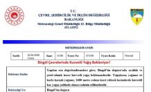 Bingöl için kuvvetli yağış uyarısı