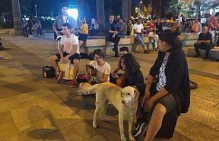 Liselilerden elektrogitarla sokak konseri