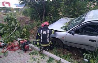 Refüje uçan otomobil ağaçları yerinden söktü:...