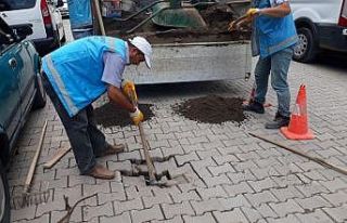 Ünye’de yağış sonrası onarım ve temizlik çalışması