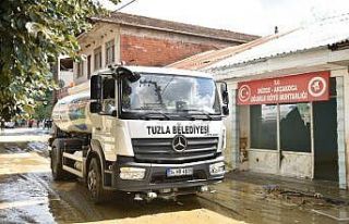 Tuzla Belediyesinden selden etkilenen köylere destek