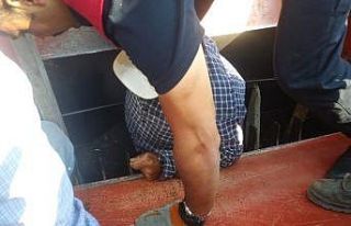 Patoza düşen çiftçiyi itfaiye kurtardı