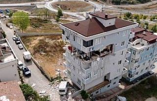 Sancaktepe’de patlamanın yaşandığı bina havadan...