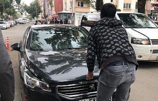 Araç motoruna giren yavru kedi kurtarıldı