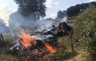 Çan’da saman balyaları yandı