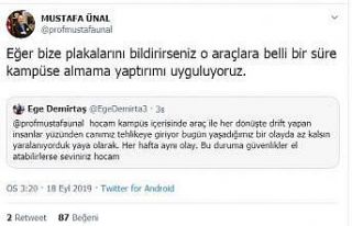 Öğrencinin drift şikayetine rektörün "plaka...