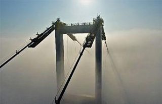 Sis altındaki 15 Temmuz Şehitler Köprüsü havadan...