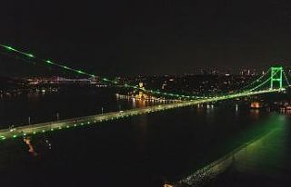 Yeşile bürünen FSM Köprüsü havadan görüntülendi