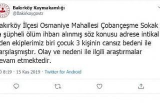 Bakırköy Kaymakamlığı: “Biri çocuk 3 kişinin...