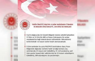 Terör örgütü 9 Ekim’den bugüne 45 masum sivili...