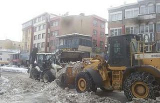 400 kamyon kar kent dışına taşındı