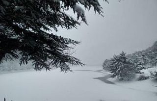 Boraboy Gölü’nün yüzeyi buz tuttu