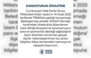 Bursa Büyükşehir Belediyesi CHP’li Aydın’ın...