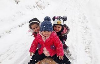 Hakkari’de çocukların kızak keyfi