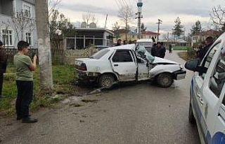 Otomobil direğe çarptı: 1 yaralı