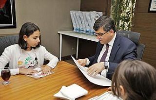 Yetim öğrenciler, karne sevinçlerini Başkan Fadıloğlu...