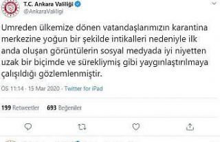 Ankara Valiliğinden yurttaki gözlem görüntüleri...