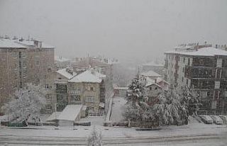 Beyşehir’de kar yağışı ilçeyi beyaza bürüdü