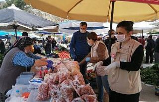 Eğirdir pazarında Korona virüs tedbiri