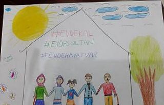 Eyüpsultanlı çocuklar, resimlerle “EvdeKalEyüpsultan”...