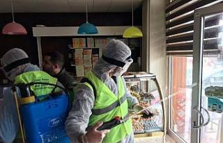 Kangal’da iş yerleri dezenfekte edildi