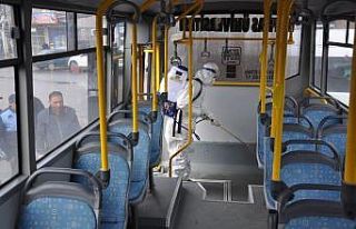 Kars’ta toplu taşıma araçları dezenfekte ediliyor