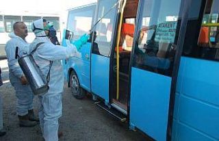 Keşan’da toplu taşıma araçları dezenfekte ediliyor