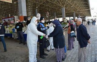 Korkuteli pazarında Korona virüs önlemi