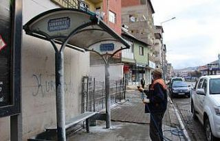 Oltu’da ilçe merkezi dezenfekte ediliyor