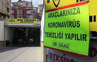 Oto yıkamacıdan ‘Korona virüsü’ kampanyası