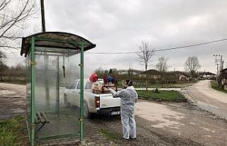 Otobüsler ve duraklar ilaçlandı