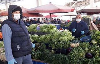 Salihli Çarşamba Pazarı’nda korona önlemi