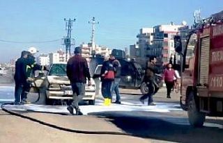 Şanlıurfa’da seyir halindeki araç alev aldı