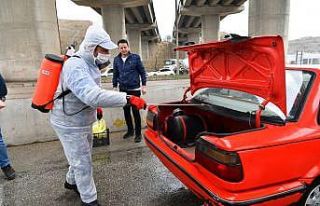 Şehir dışından gelenlere dezenfektanlı önlem