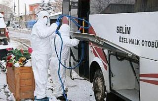 Selim’de tolu taşıma araçları dezenfekte ediliyor